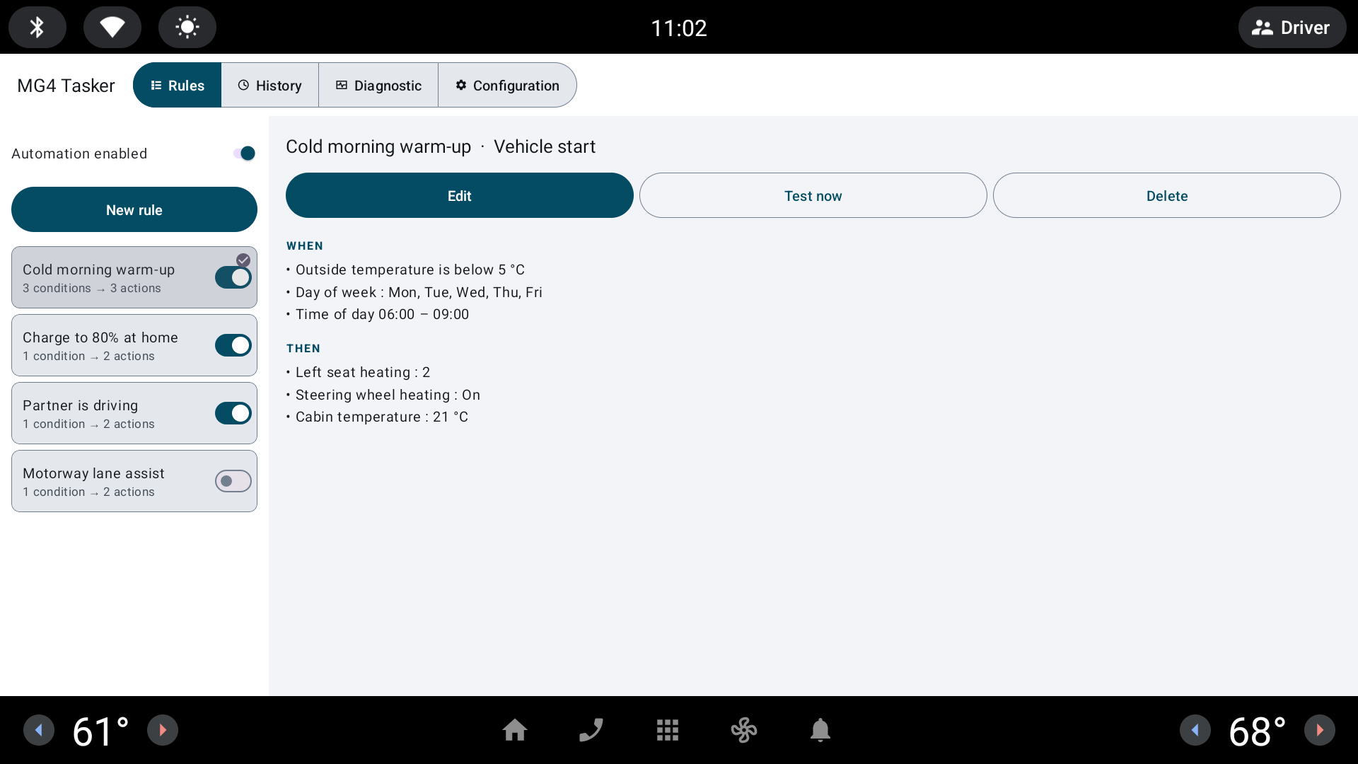 EVTasker rule editor showing conditions and actions